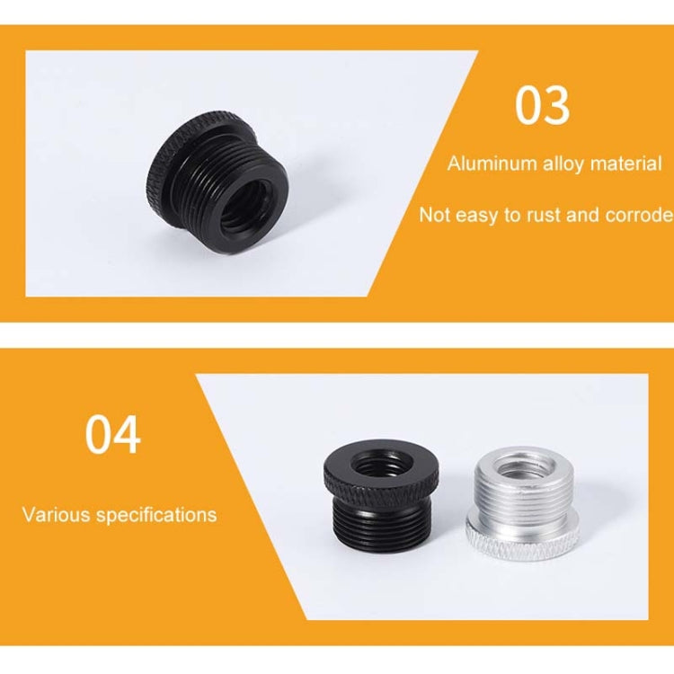 2pcs Metal 3/8 Female To 5/8-27 Male Adapter Screws Microphone Stands Conversion Photo Accessories(Black) -  by buy2fix | Online Shopping UK | buy2fix