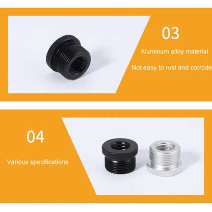 2pcs Metal 3/8 Female To 5/8-27 Male Adapter Screws Microphone Stands Conversion Photo Accessories(Black) -  by buy2fix | Online Shopping UK | buy2fix