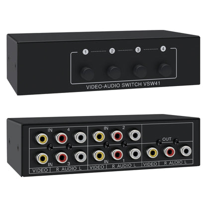 VSW41 AV 4-input 1-output RCA Lotus Interface Audio and Video Switcher - Splitter Adapter by buy2fix | Online Shopping UK | buy2fix