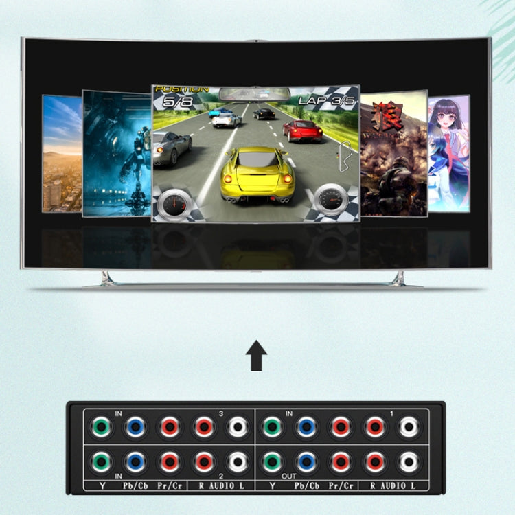 3 In 1 Out Component Video Selector YPbPr Video Switch Box - Splitter Adapter by buy2fix | Online Shopping UK | buy2fix