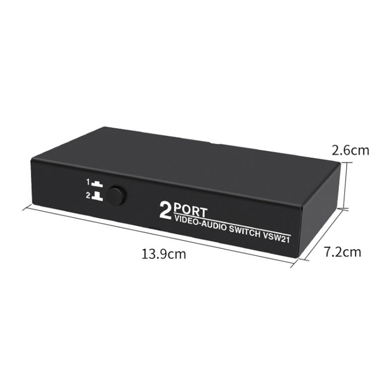 VSW21 AV 2 In 1 Out Audio Switcher RCA Audio Selector Box - Splitter Adapter by buy2fix | Online Shopping UK | buy2fix
