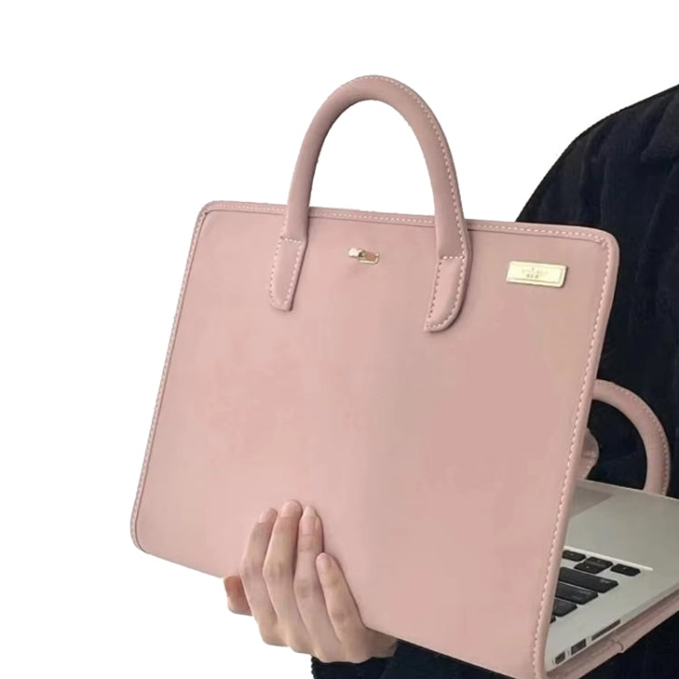 14 Inch Pink Girl Style PU Laptop Bag Protective Case with Handle - 14.1 inch by buy2fix | Online Shopping UK | buy2fix