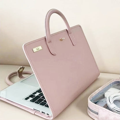 15.6 / 16 Inch Pink Girl Style PU Laptop Bag Protective Case with Handle - 15.6 - 17 inch by buy2fix | Online Shopping UK | buy2fix