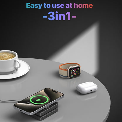 M9 3-In-1 Portable Magnetic Folding Wireless Charger Fast Charging Bracket(Black) - Wireless Charger by buy2fix | Online Shopping UK | buy2fix