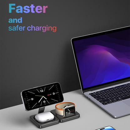 M9 3-In-1 Portable Magnetic Folding Wireless Charger Fast Charging Bracket(Black) - Wireless Charger by buy2fix | Online Shopping UK | buy2fix