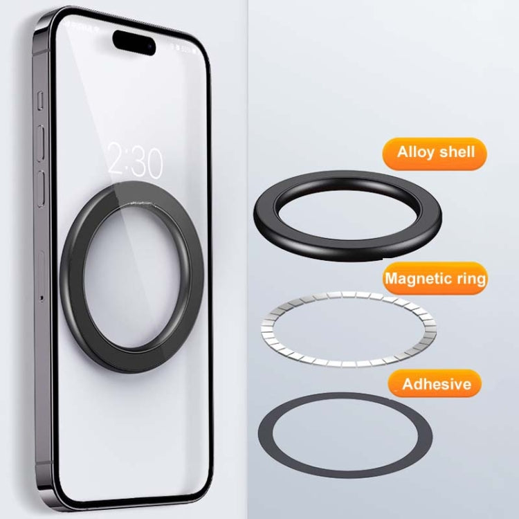 Magnetic Wall Mount Zinc Alloy Car Phone Holder Mobile Phone Magnetic Ring(Black) - Shower & Wall Mounts by buy2fix | Online Shopping UK | buy2fix