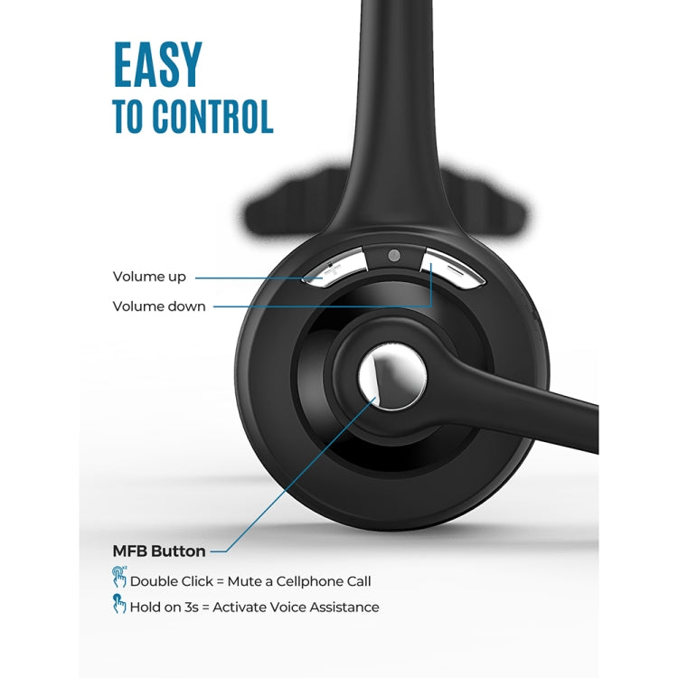 Bluetooth 5.0 Mono Wireless Business Headset Customer Service Dedicated Headset(Black) - Headset & Headphone by buy2fix | Online Shopping UK | buy2fix