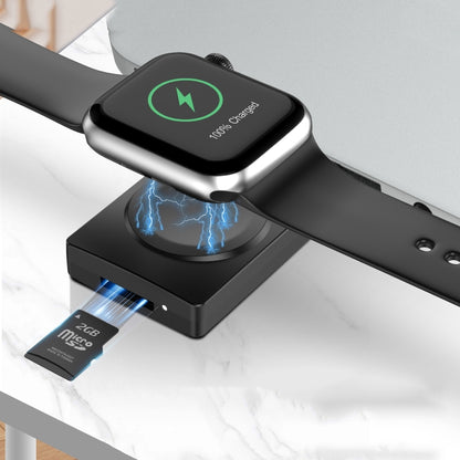 S02 For Apple Watch Series USB Magnetic Watch Wireless Charger With Card Reader Function(White) - Charger / Holder by buy2fix | Online Shopping UK | buy2fix