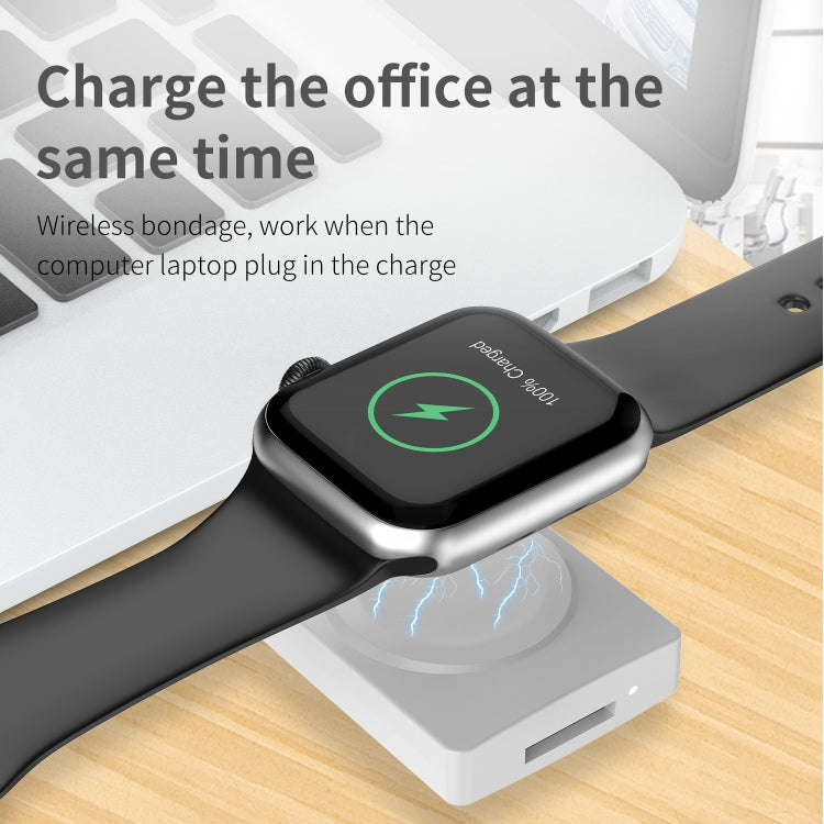 S02 For Apple Watch Series USB Magnetic Watch Wireless Charger With Card Reader Function(White) - Charger / Holder by buy2fix | Online Shopping UK | buy2fix