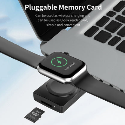 S02 For Apple Watch Series USB Magnetic Watch Wireless Charger With Card Reader Function(White) - Charger / Holder by buy2fix | Online Shopping UK | buy2fix