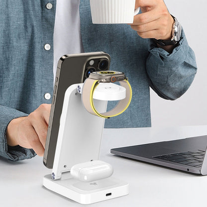 S90-3 3-in-1 Magnetic Folding Wireless Charger Phone Earphone Watch Fast Charging Stand(Black) - Wireless Charger by buy2fix | Online Shopping UK | buy2fix