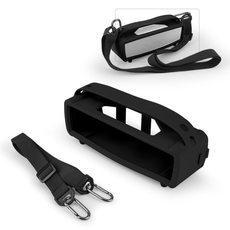 For Bose SoundLink Mini 1/2 Speaker Silicone Cover With Shoulder Strap Carrying Case(Black) - Protective Case by buy2fix | Online Shopping UK | buy2fix