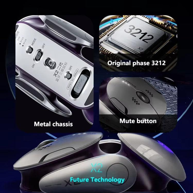 Inphic X2 Bluetooth Wireless Mouse Tri-Mode Silent Rechargeable Office Gaming Laptop Mouse(Liquid Metal Gray) - Wireless Mice by Inphic | Online Shopping UK | buy2fix