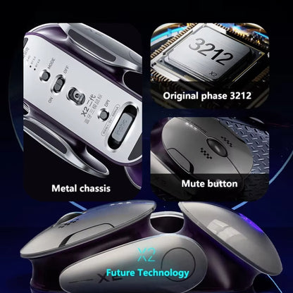 Inphic X2 Bluetooth Wireless Mouse Tri-Mode Silent Rechargeable Office Gaming Laptop Mouse(Liquid Metal Gray) - Wireless Mice by Inphic | Online Shopping UK | buy2fix