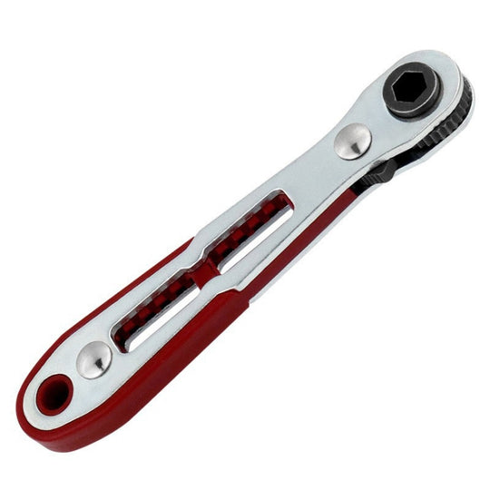 Mini Bi-directional Ratchet Screwdriver Wrench Multi-purpose Manual Flat Head Style Socket Wrench(Right Angle 1/4 Bit)