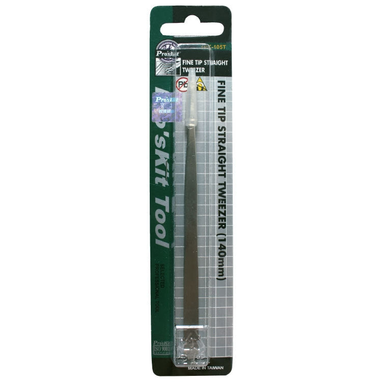 ProsKit 1PK-105T Stainless Steel Anti-magnetic Tweezer Precision Straight Pointed Pincette 140mm - Tweezers by ProsKit | Online Shopping UK | buy2fix