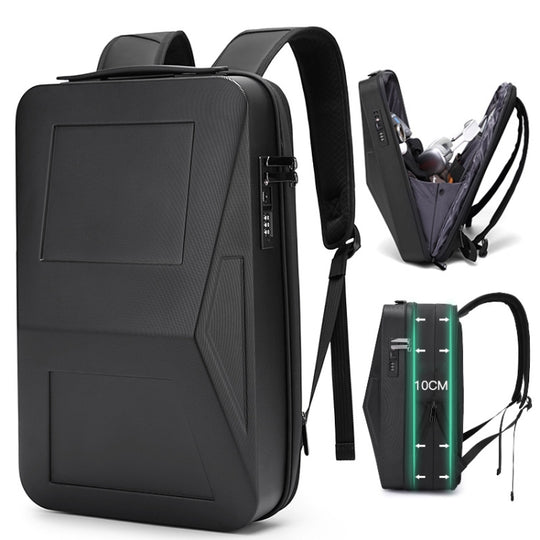BANGE BG-2956 Expandable Hard Shell Computer Bag Men Business Backpack(Black)