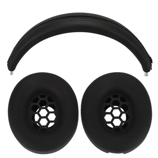 For Beats Studio Pro Headphones Silicone Ear Cushion + Headband Cover Set(Black) - Earmuff & Pad by buy2fix | Online Shopping UK | buy2fix