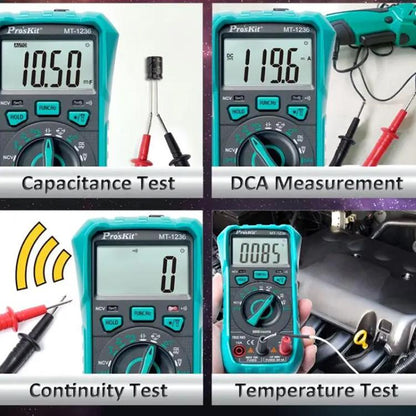 ProsKit MT-1236-C 3-5/6 True-RMS Digital Multimeter For ACA, ACV, DCA, DCV, Frequency, Cycle Duty, Diode Test(Green) - Digital Multimeter by ProsKit | Online Shopping UK | buy2fix