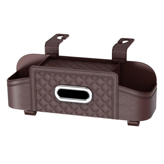 Multifunctional Car Seat Back Tissue Storage Box Hanging Bag(Brown) by buy2fix