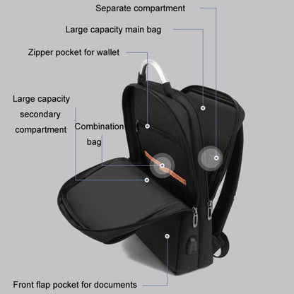 SKV BLB21282 Men Business Duty Traveling Double Shoulder Bag Lightweight Large Capacity Laptop Backpack(Gray) - Backpack by SKV | Online Shopping UK | buy2fix