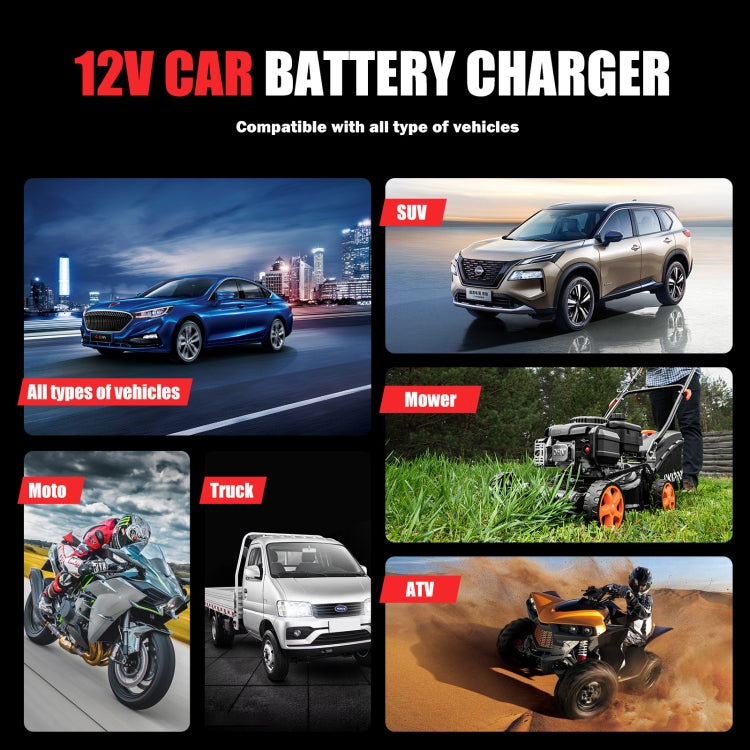 FOXSUR 12V8A SUV Car Motorcycle Intelligent Repair Type Lead-acid Battery Charger(US Plug) - Battery Charger by FOXSUR | Online Shopping UK | buy2fix