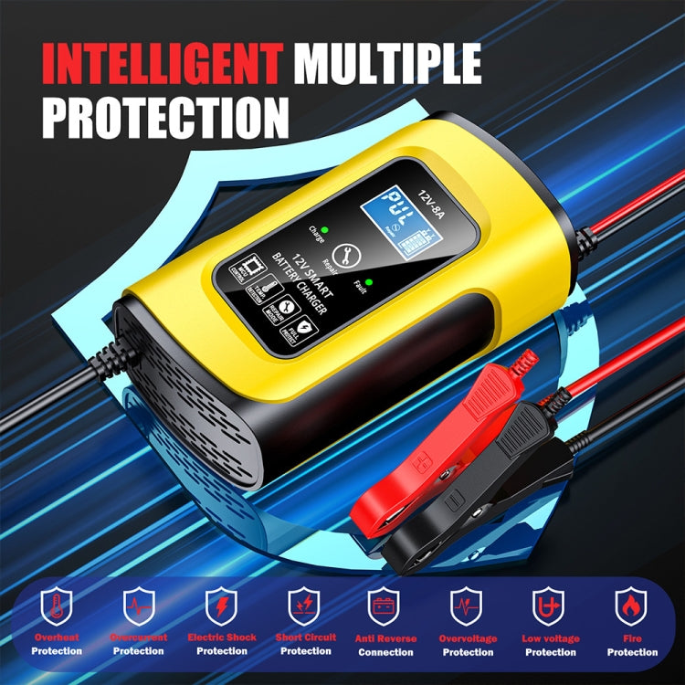 FOXSUR 12V8A SUV Car Motorcycle Intelligent Repair Type Lead-acid Battery Charger(US Plug) - Battery Charger by FOXSUR | Online Shopping UK | buy2fix