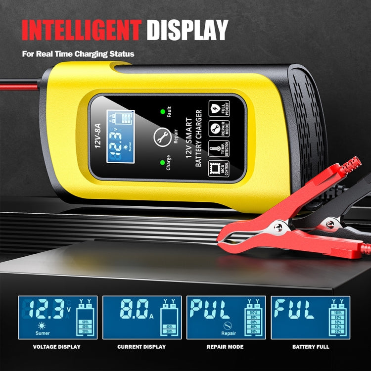 FOXSUR 12V8A SUV Car Motorcycle Intelligent Repair Type Lead-acid Battery Charger(US Plug) - Battery Charger by FOXSUR | Online Shopping UK | buy2fix