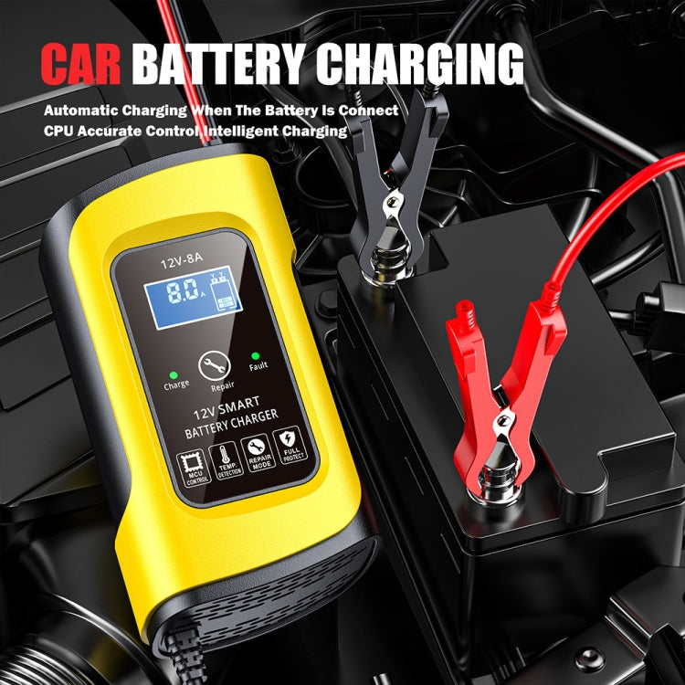 FOXSUR 12V8A SUV Car Motorcycle Intelligent Repair Type Lead-acid Battery Charger(US Plug) - Battery Charger by FOXSUR | Online Shopping UK | buy2fix