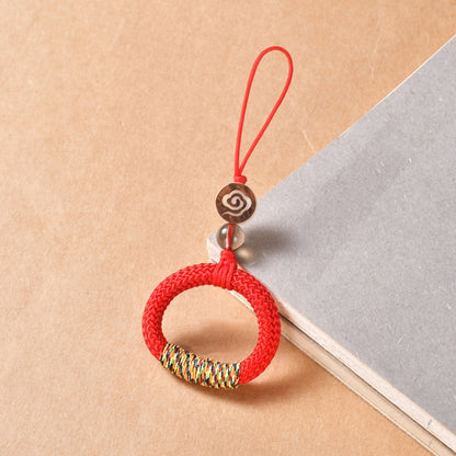 Hand-Woven Ancient Style Ring Buckle Mobile Phone Lanyard U Disk Lanyard Car Key Pendant(Red) - Lanyards & Wrist Straps by buy2fix | Online Shopping UK | buy2fix