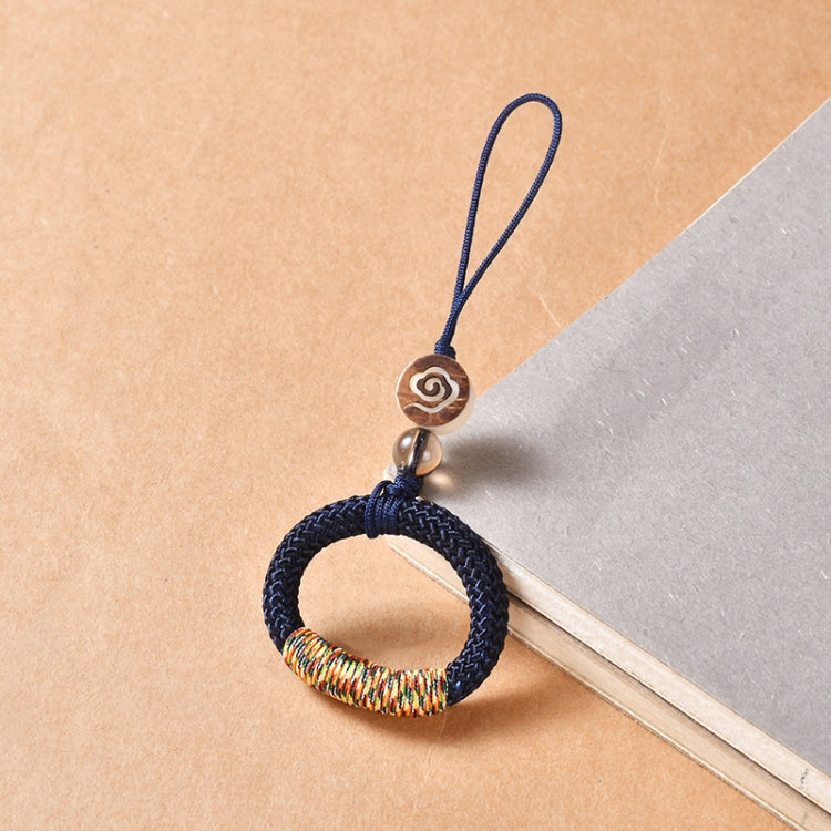 Hand-Woven Ancient Style Ring Buckle Mobile Phone Lanyard U Disk Lanyard Car Key Pendant(Dark Blue) - Lanyards & Wrist Straps by buy2fix | Online Shopping UK | buy2fix