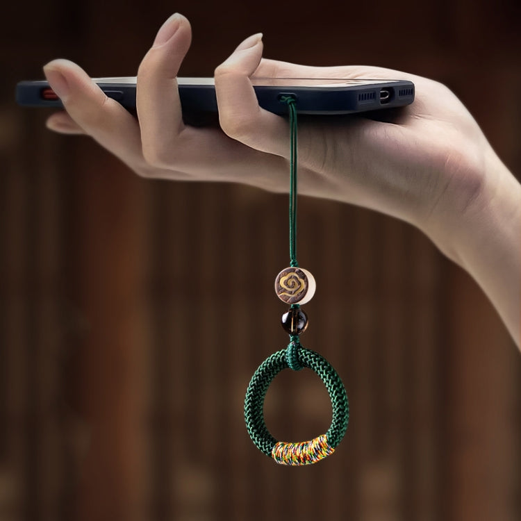 Hand-Woven Ancient Style Ring Buckle Mobile Phone Lanyard U Disk Lanyard Car Key Pendant(Dark Blue) - Lanyards & Wrist Straps by buy2fix | Online Shopping UK | buy2fix