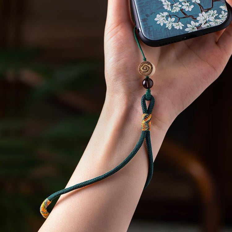 Carved Auspicious Cloud Hand-Woven Mobile Phone Anti-Lost Wrist Lanyard Key Pendant(Dark Blue) - Lanyards & Wrist Straps by buy2fix | Online Shopping UK | buy2fix