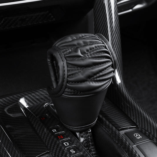Car Universal Leather Gear Sleeve Breathable Gearshift Cover, Style: T Type Black by buy2fix