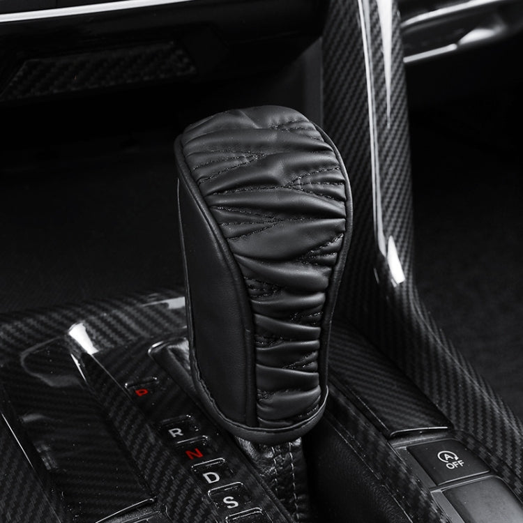 Car Universal Leather Gear Sleeve Breathable Gearshift Cover, Style: Manual Gear Black by buy2fix