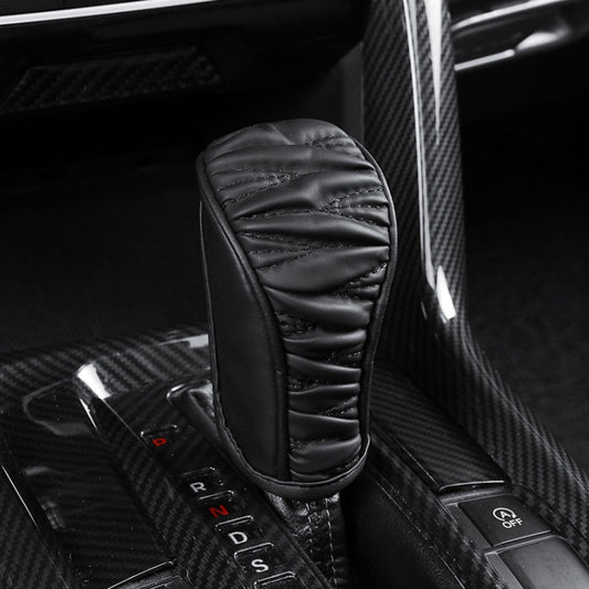 Car Universal Leather Gear Sleeve Breathable Gearshift Cover, Style: Manual Gear Black by buy2fix