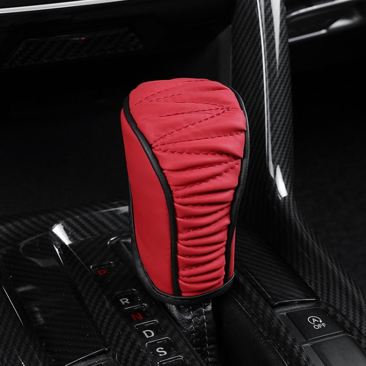 Car Universal Leather Gear Sleeve Breathable Gearshift Cover, Style: Manual Gear Red With Black Line by buy2fix