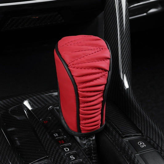 Car Universal Leather Gear Sleeve Breathable Gearshift Cover, Style: Manual Gear Red With Black Line by buy2fix