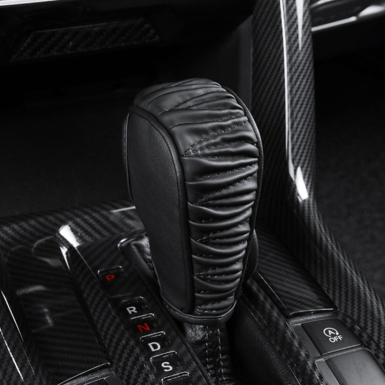 Car Universal Leather Gear Sleeve Breathable Gearshift Cover, Style: Automatic Gear Black by buy2fix