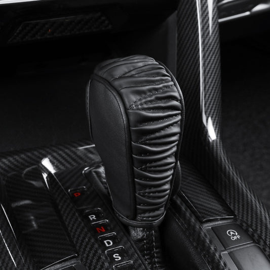 Car Universal Leather Gear Sleeve Breathable Gearshift Cover, Style: Automatic Gear Black by buy2fix