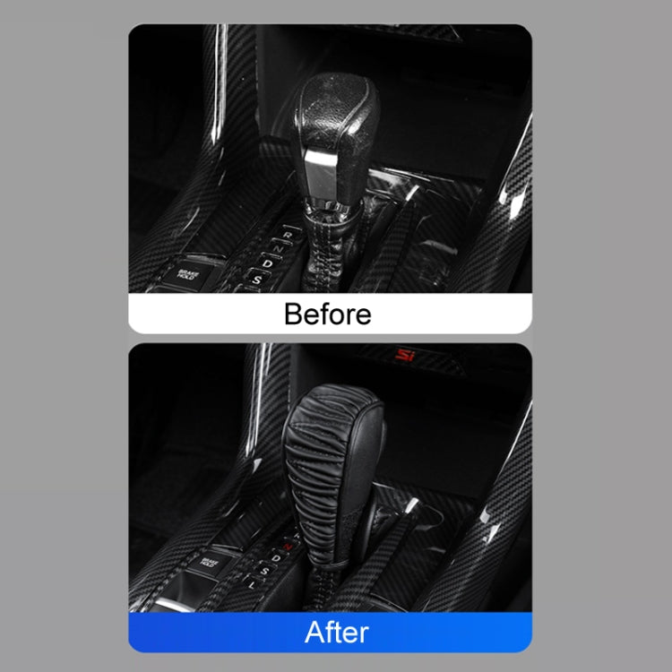 Car Universal Leather Gear Sleeve Breathable Gearshift Cover, Style: T Type Black by buy2fix