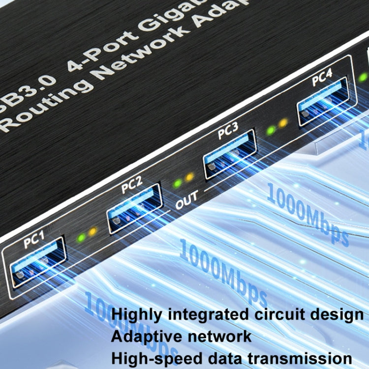 USB3.0 4-Ports Gigabit Network Adapter Plug and Play Router(Black) - Wireless Routers by buy2fix | Online Shopping UK | buy2fix