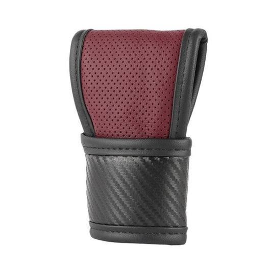 Car Automatic Universal Perforated Breathable Cowhide Side Opening Shift Cover, Style: A-Wine Red by buy2fix