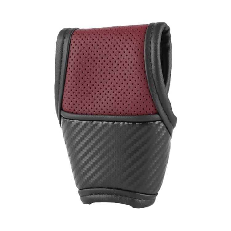 Car Automatic Universal Perforated Breathable Cowhide Side Opening Shift Cover, Style: B-Wine Red by buy2fix