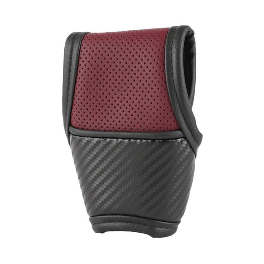 Car Automatic Universal Perforated Breathable Cowhide Side Opening Shift Cover, Style: B-Wine Red by buy2fix