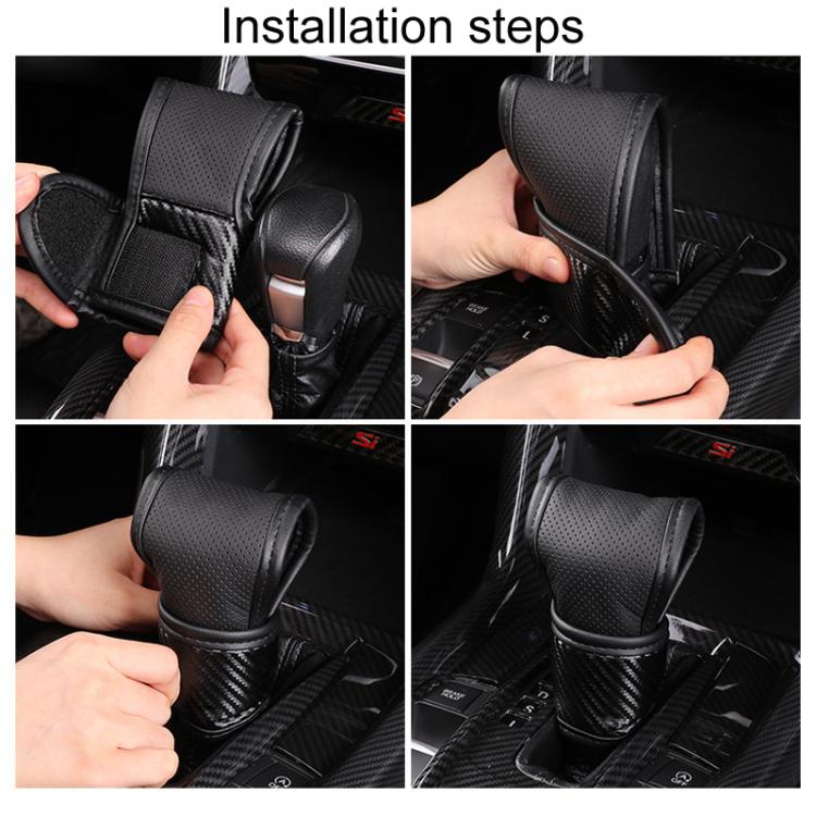 Car Automatic Universal Perforated Breathable Cowhide Side Opening Shift Cover, Style: B-Brown by buy2fix