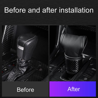 Car Automatic Universal Perforated Breathable Cowhide Side Opening Shift Cover, Style: B-Black by buy2fix