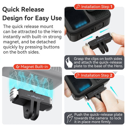 For GoPro HERO13 Black aMagisn Magnetic Quick-release Base Plastic  Adapter Accessories - Connection Mount by aMagisn | Online Shopping UK | buy2fix