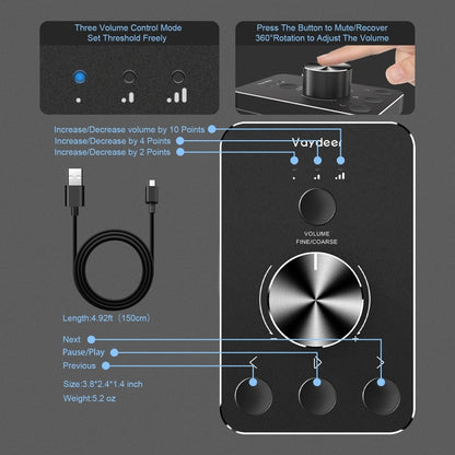 Vaydeer JP2011 USB Computer Volume Adjustment Controller Desktop Multimedia Rotary Button(Type-C) - USB Sound by Vaydeer | Online Shopping UK | buy2fix