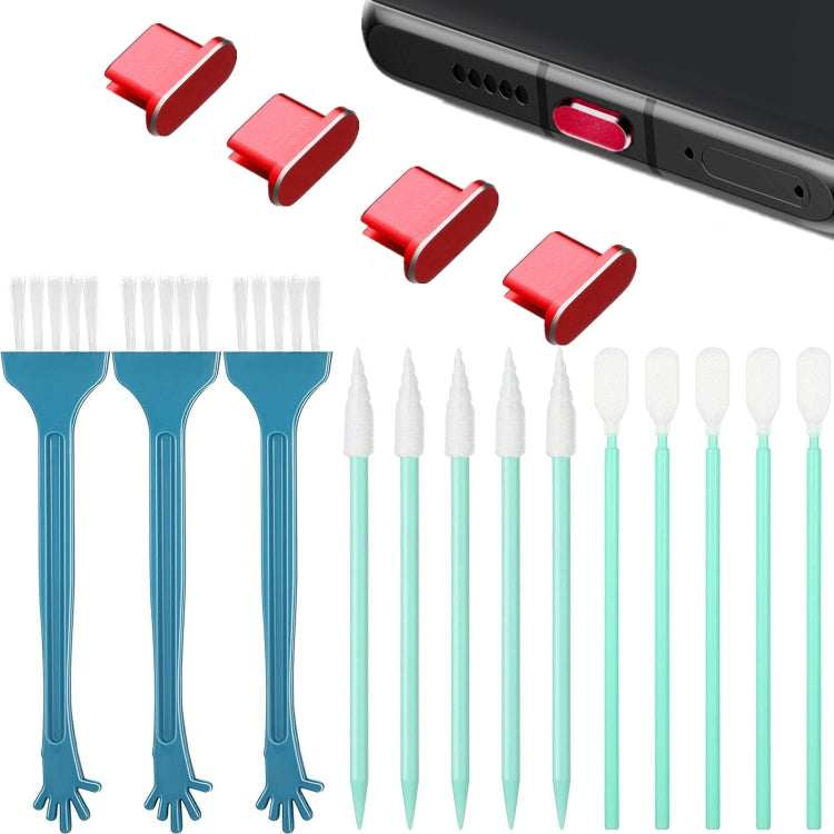 Metal Dust Plug Cleaning Kit For TYPE-C Interface Mobile Phones(Red) - Anti-dust & Ear Caps by buy2fix | Online Shopping UK | buy2fix